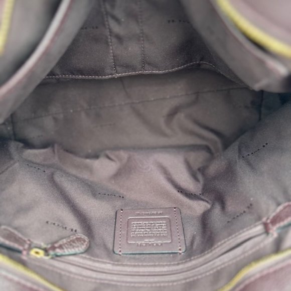 Coach Wine Pebble Leather with Gold Chain Strap, Turn Lock Tote, Gently Used - Picture 7 of 9